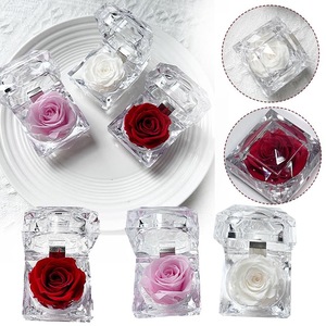 <span class=keywords><strong>Rose</strong></span> <span class=keywords><strong>éternelle</strong></span>, <span class=keywords><strong>boîte</strong></span> cadeau carrée en acrylique faite à la main, roses préservées, fleurs, bague, décoration de mariage à domicile, prix d'usine - Product Image 1