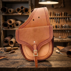 Handtooled Genuine <b>Leather</b> Customised Saddle Bag for Western Horse & Motorcycle Equestrian Use Custom Logo Handcarved Artisans - Product Image 3