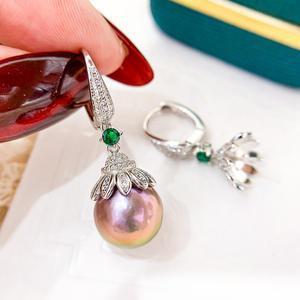 Accesorios de Plata S925 para DIY con Perlas, Cuentas Redondas de 10-13 mm, Modelo 21248, Soporte Hueco para Pendientes con Cuentas Redondas de 10-13 mm - Product Image 3