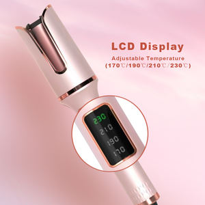 Affichage LCD de la température Fer à friser à rotation automatique Revêtement en céramique <span class=keywords><strong>Cheveux</strong></span> Waver PTC Rouleau à <span class=keywords><strong>cheveux</strong></span> magnétique Spirale rose Bigoudi - Product Image 4