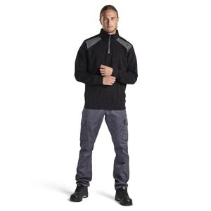 BLAKLADER - 335311589996XS Sweat 2 tons demi-zip Noir/Gris moyen-EAN 7330509813973 WORK HOODIES - Product Image 3
