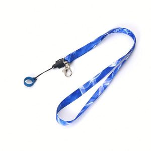 Porte-stylo en nylon imprimé avec logo personnalisé, cordon avec anneau en silicone caoutchouté - Product Image 3