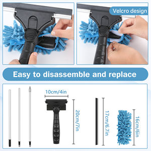 12 قدم مجموعة تنظيف نافذة تلسكوبية الأحجام المتاحة فرشاة نافذة الشنيل لتنظيف الزجاج سلس ممسحة تنظيف النافذة - Product Image 2