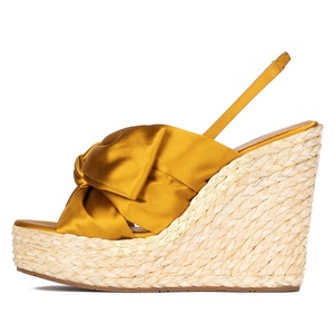Sandales compensées à bride nouée pour femmes, talons compensés, espadrilles, chaussures compensées à plateforme - Product Image 4
