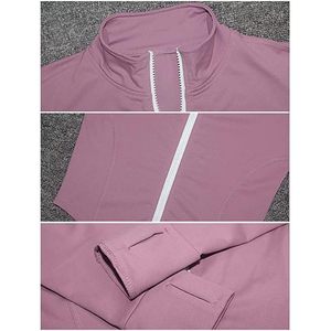 FOXA Women's Cropped Workout Jacket Long Sleeve Fitted Polyester Athletic Yoga Running Pullover With <b>Thumb</b> Hole - Product Image 5
