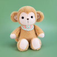 Boneka Monyet Lucu, Hewan Boneka Isi Kapas PP, Bib Bunga Rajut, Berbagai Ukuran, Hadiah untuk Anak-Anak