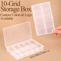 Boîte de rangement transparente WEISHENG à 10 compartiments pour perles et petites pièces, avec grille, en plastique transparent