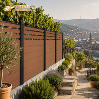 Panneau de clôture composite WPC anti-pourriture, grain de bois, écran de jardin extérieur, résistant aux UV, poteau en aluminium, imperméable