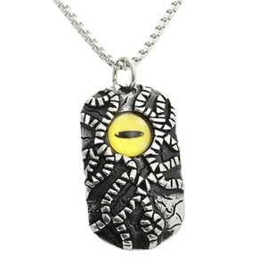 Collar con Colgante de Ojo de Acero Inoxidable para Hombre, Diseño Geométrico Retro Punk con Engaste de Bisel 280499 - Product Image 5
