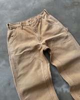 Jeans de charpentier en toile sergé de coton délavé en usine personnalisés pantalons de travail tactiques droits à double genou pour charpentier