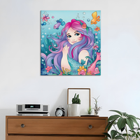 Vente chaude mer monde sirène peinture en aérosol mur art mural impression peinture pour la maison chambre décor