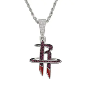 Collier de l'équipe de basket-ball, Logo personnalisé Hip Hop, or, argent, diamant glacé, pendentif, bijoux de Sport, vente en gros