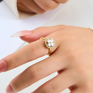 Flower Open <b>Ring</b> Adjustable Index Finger <b>Ring</b> Micro Pave Pink <b>Crystal</b> Jewelry Gift - Product Image 2