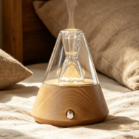 Diffuseur d'huiles essentielles en bois de caoutchouc et PP de 15 ml avec minuterie à 3 modes pour la décoration de chambre