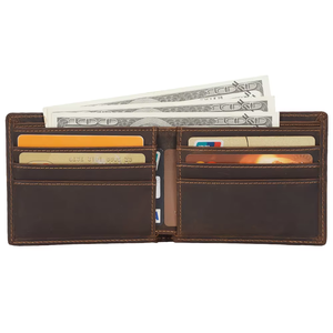 Cartera Larga de Cuero Vacuno Auténtico para Hombre, Marca Wriza, Hecha a Mano, Estilo Vintage, con Protección RFID y Cierre de Broches - Product Image 1