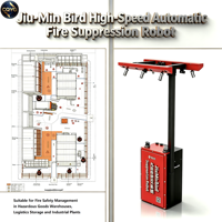 Robot de suppression d'incendie automatique haute performance Jiu Min Bird à grande vitesse, agent Novec 1230, 220V, garantie 1 an, pour environnements dangereux