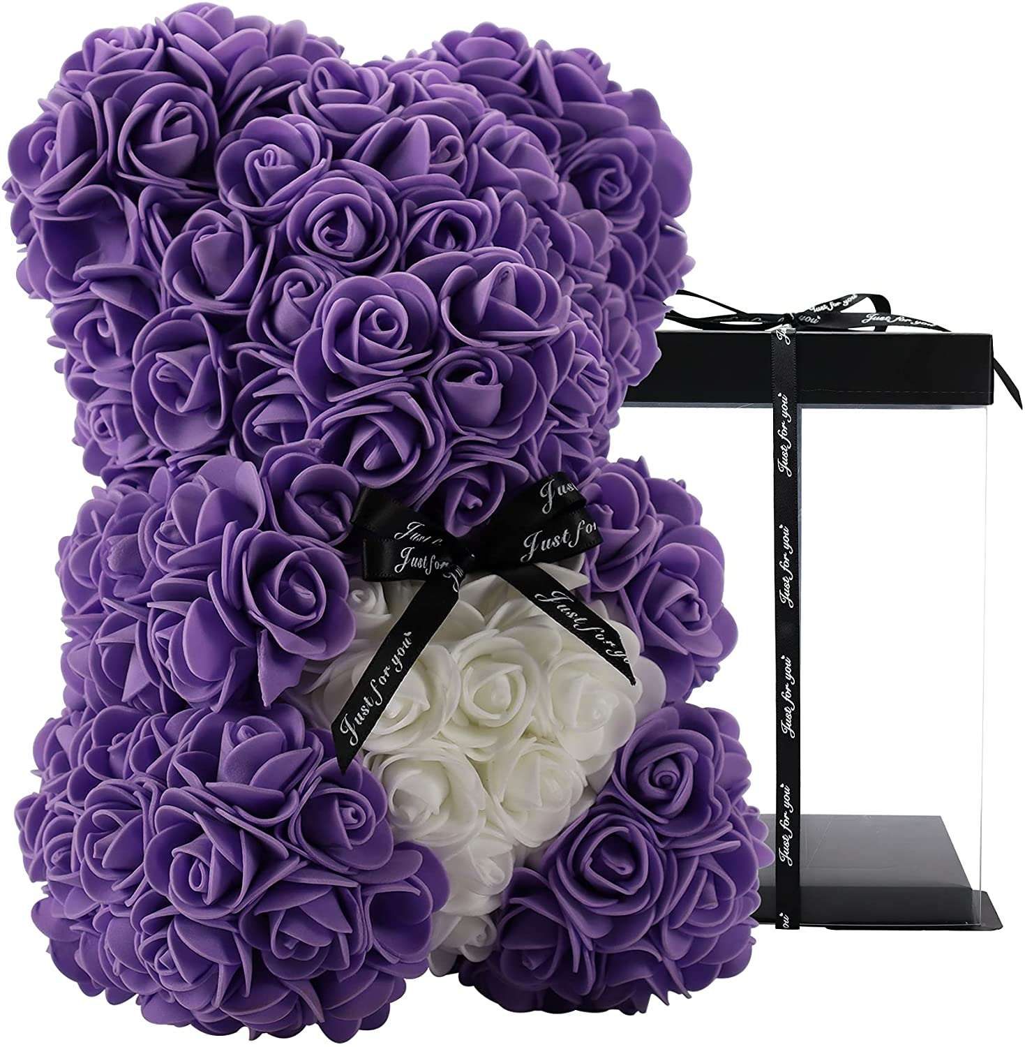Purple bear white heart