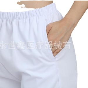 Pantalon d'infirmière Saint-Gervais blanc à taille élastique en coton pour femmes, uniformes d'hôpital - Product Image 5