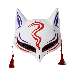 Máscara de Zorro Kitsune <span class=keywords><strong>para</strong></span> Fiesta de Halloween, Cosplay, Kabuki Japonés, Mascarada Tradicional, PVC, Impresión UV, Pintado a Mano, <span class=keywords><strong>Mariposa</strong></span> - Product Image 4