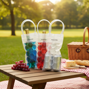 Scatola di 72 sacchetti di plastica per il raffreddamento del vino con fodera in alluminio Logo personalizzato stampato per picnic all'aperto lattine maniglie di conservazione degli alimenti - Product Image 3