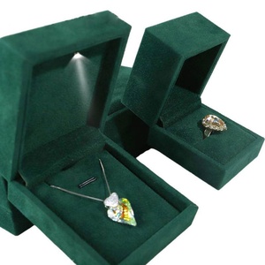 Jewelry Box Velvet LED Emerald Green Mint Green Woman's <b>Earrings</b> Necklace Bracelets Bangle <b>Gift</b> Box Plush Velvet Jewelry <b>Boxes</b> - Product Image 3