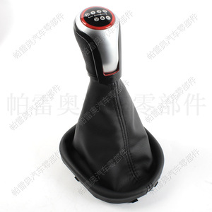 Poignée de levier de vitesses en cuir Volkswagen Golf 6 Caddy 6 vitesses, cercle noir et rouge, ergonomique - Product Image 2