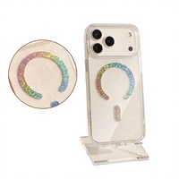 Coque de téléphone magnétique transparente en silicone scintillant pour 18 Pro Max et 17 Pro - Motif étoile coloré - Housse de protection