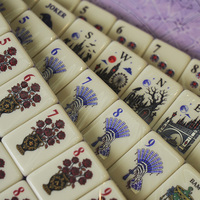 160 tuiles de Mahjong Gothique Halloween Style Américain Violet Noir Collection Designer pour Adultes et Soirées Jeux