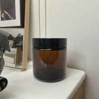 100g Braune Cremeglas-Dosen Bernsteinfarbene Kosmetikgläser mit Schwarzem Kunststoffdeckel für Parfüm-Aufbewahrung und Verpackung