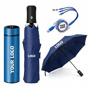 Wholesale Custom Business Logo Printed Uv Protection Black Coating Automatic Three Folding <b>Umbrella</b> for Rain - Product Image 1