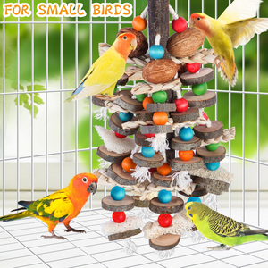 Jouet à mâcher en bois d'ash duveteux pour oiseaux, perchoir d'escalade suspendu en bois pour ara, perroquet gris, fournitures pour grandes cages à perroquets - Product Image 6