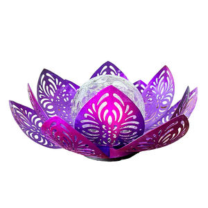 Lampe solaire d'extérieur en forme de lotus, étanche, avec globe en verre craquelé, lumières LED en forme de fleur de lotus, décoration pour patio extérieur - Product Image 6