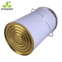 Seau en métal et acier de 25 litres pour produits chimiques, peinture et huile, avec couvercle métallique, vente en gros
