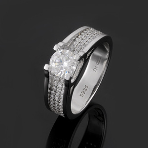 Goldleaf 1ct Moissanite 925 Sterling <b>Silver</b> <b>Ring</b> VVS1 Moissanite Diamond <b>Ring</b> White Gold Plated Moissanite Engagement <b>Ring</b> <b>Men</b> - Product Image 1