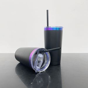 Gobelet de 20 oz plaqué bleu violet, gravé au laser sur mesure, avec couvercle coulissant - Product Image 4