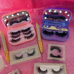 Unique lashbox led mirror lash case,lash led case,3 pairs eyelash case packaging led lash case