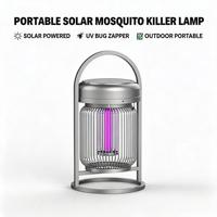 Lampe anti-moustiques solaire portable, corps métallique, 3600V haute tension, piège à insectes avec batterie 18650 4000mAh, faible consommation 2W