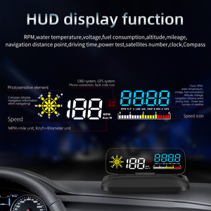 Affichage tête haute LCD pour voiture 2026 HUD <span class=keywords><strong>C5</strong></span> Navigation Miroir Electronique automobile Multi-alarmes <span class=keywords><strong>Compteur</strong></span> <span class=keywords><strong>de</strong></span> <span class=keywords><strong>vitesse</strong></span> OBD2 GPS HUD - Product Image 5