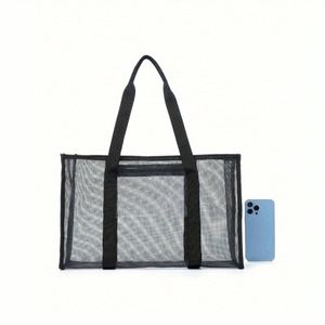 Bolso de playa de malla extragrande con bolsillo interior con cremallera, bolso de hombro transparente para gimnasio, piscina, viajes, plegable, de gran capacidad - Product Image 6
