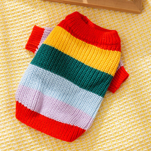 Fabricant personnalisé élégant hiver coton crochet arc-en-ciel rayé tricoté chien pull vêtements chat manteaux animal pull usine - Product Image 3