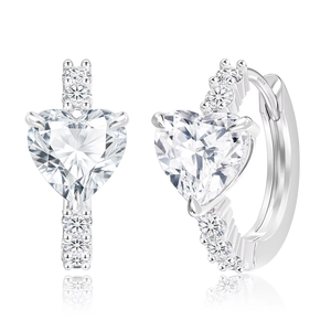 Pendientes de Aro con Moissanita Corte Corazón, Plata S925, 2 Quilates, Chapados en Oro, VVS, Diamante Creado en Laboratorio, Joyería para Mujer, Regalo de Boda, Huggie - Product Image 1