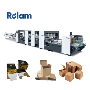 New Luolan Machinery Bottom Lock Folder Gluer A/B/E Flute Corrugated & Cardboard Box Folding & Gluing Machine