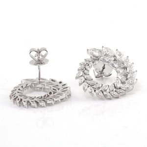 Đồ trang sức mỹ Marquise cắt Gradient đá vvs moissanite Bông tai Stud 10K vàng trắng Bông tai quà tặng cho phụ nữ - Product Image 5