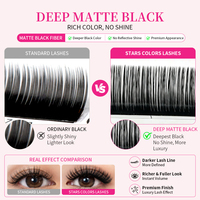 STARSCOLORS Bandeja de Pestañas de Cachemira Negro Mate Oscuro J B C D Extensiones de Pestañas Premium 0.03 0.05 0.07mm Pestañas de Volumen Pestanas