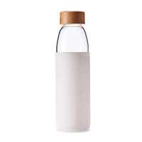 Bouteille de boisson d'eau en verre borosilicate de haute qualité de 550ml avec couvercle en bambou bouche Standard manchon en Silicone eau bouillante Applicable