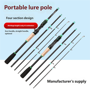 Canne à pêche en fibre de verre à 4 sections (1,6/2,1 m) avec poignée composite EVA pour la pêche au bar en mer, lancer et spinning, pêche en bateau océanique - Product Image 3