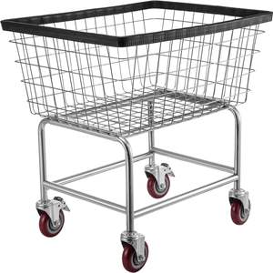 DB "2.5 Bushel Plastic Wire <b>Laundry</b> <b>Basket</b> Cart <b>with</b> <b>Wheels</b> 21''x27''x27.5''-Wholesale Commercial <b>Laundry</b> Cart" - Product Image 1