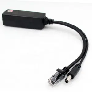 Adaptor daya Ethernet 48V ke DC 12V, Splitter PoE terisolasi kekuatan Data kamera IP 10/100/1000Mbps ke IP