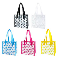Sac de plage transparent en PVC imprimé à pois roses, nouveau design, imperméable, motif floral, sac à bandoulière pour le shopping – Vente en gros