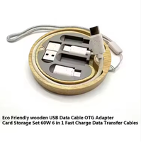 Organisateur de câbles USB 3-en-1 personnalisable (forme et couleur) avec clip, charge rapide, en TPE écologique, portable pour ordinateur (code-barres)